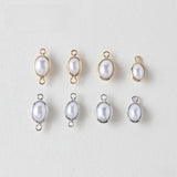 10pcs- 14K Gold Plated Oval Pendant, ABS Resin Pearl Connector, Nickel Free, Pearl Connectors, DIY Jewelry Making Findings GZ670