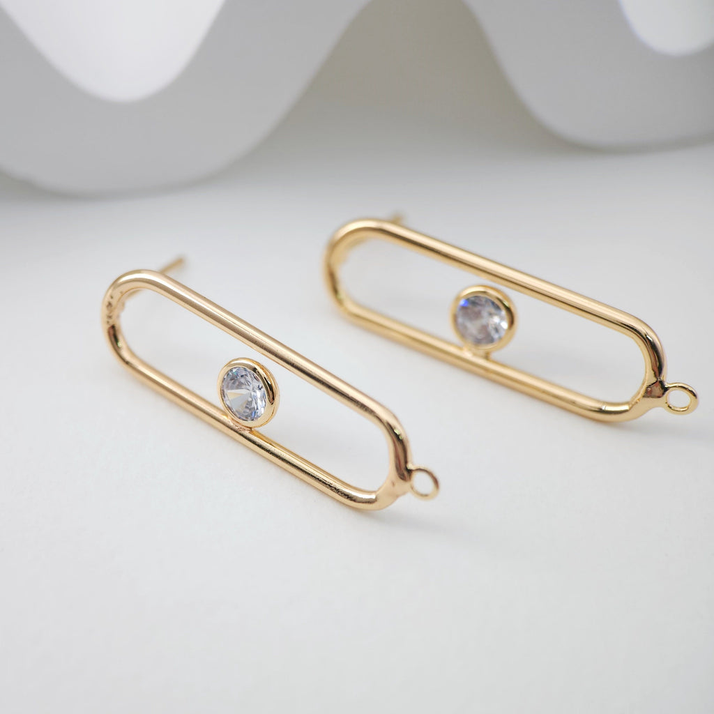 4pcs Oval Shape Earring Post With Loop, S925 Silver Pin Nickel Free Earrings, Crystal Gemstone Stud, Hypoallergenic Earring Findings ZX195