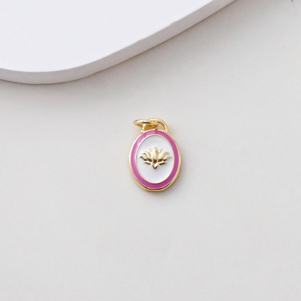 Colección de dijes ovalados de esmalte, corazón, flor y ola, chapados en oro de 18 quilates, para crear collares y accesorios de joyería S1389