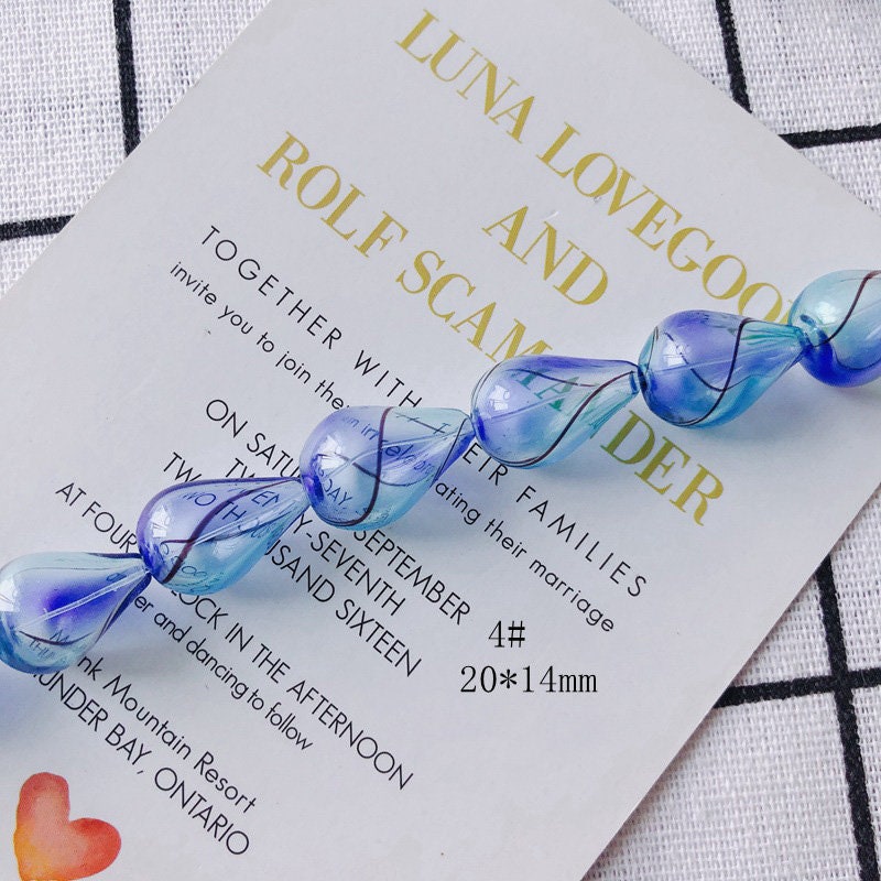 4 cuentas de vidrio con forma de gota, globos ovalados huecos soplados a mano para hacer joyas, hallazgos de cuentas DIY MY098