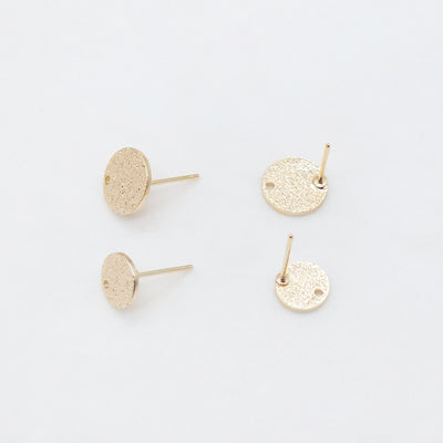 10pcs 18K Gold Round Post With Loop, Frosted Surface Earrings Stud Nickel Free, 8mm, 10mm, Hypoallergenic Earring Findings ZX119