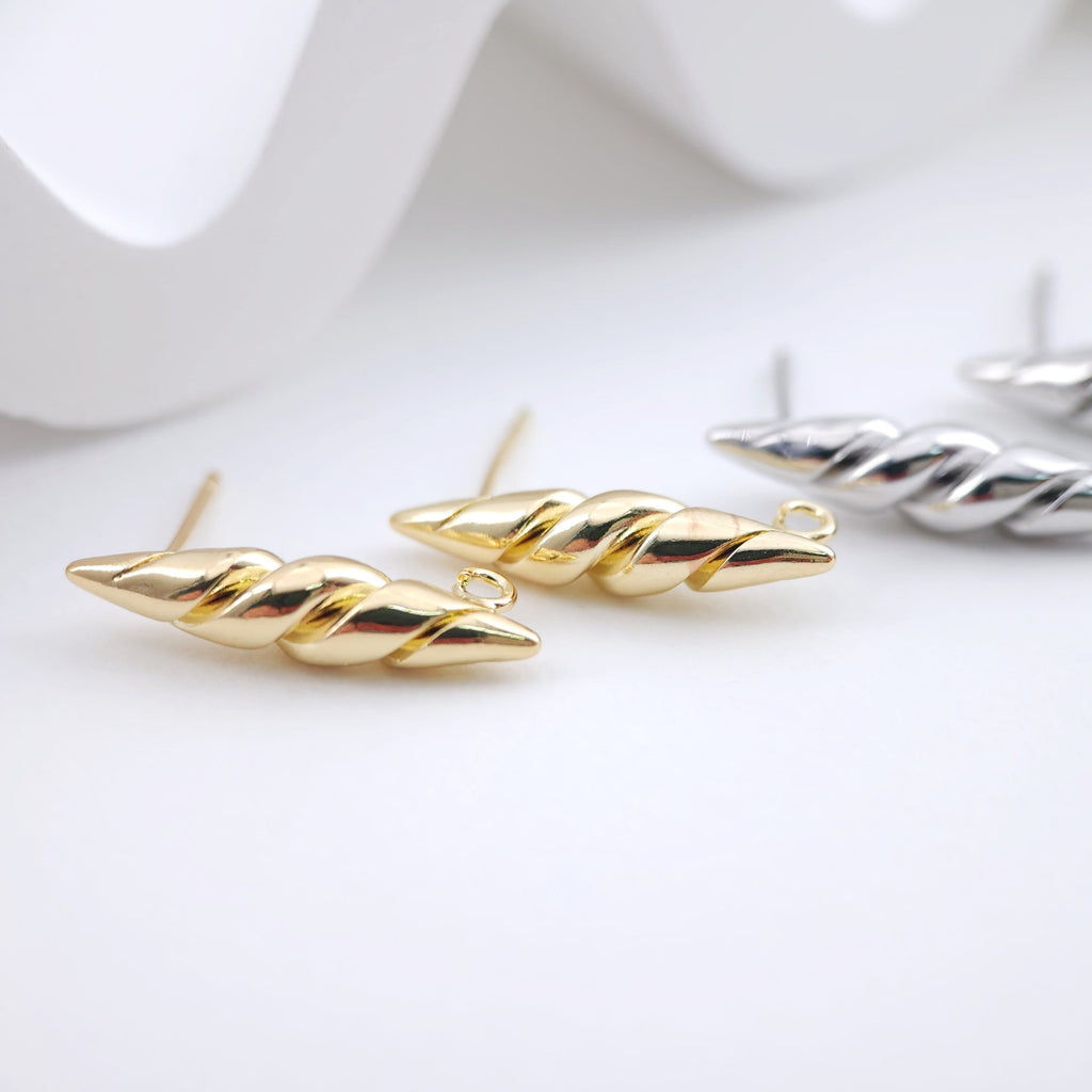 Pendientes de poste trenzado, pendientes de poste trenzado dorados con aro, hipoalergénicos, accesorios para pendientes, suministros para pendientes hechos a mano D0052