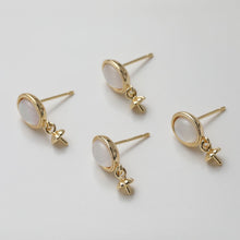 Load image into Gallery viewer, Oval Shape Post Earring, S925 Silver Ear Pin Nickel Free, MOP, Ear Stud with Peg Bail Caps for Half Drilled Earring Findings GZ502