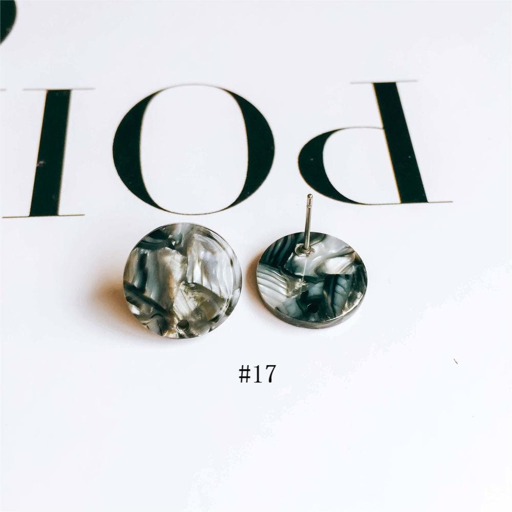 10PCS Acrylic Round Earring Findings, 15 Colors You Choose, S925 Silver Ear Stick, Nickel Free, Earring Finding MY008