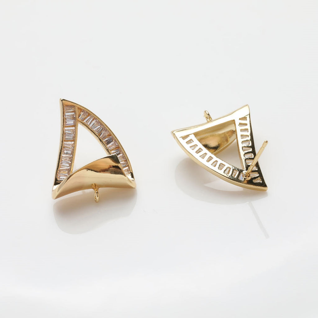 Pendientes de botón con diseño de velero, oro/plata de 14 quilates, circonitas pavé, plata de ley 925, sin níquel, con aro JG071