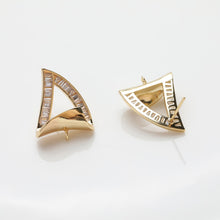 Cargar imagen en el visor de la galería, Pendientes de botón con diseño de velero, oro/plata de 14 quilates, circonitas pavé, plata de ley 925, sin níquel, con aro JG071