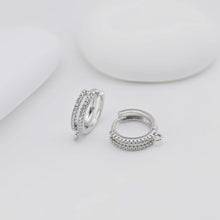 Load image into Gallery viewer, Cubic Zirconia Ear Hoops Multicolor Pave Crystal , 14.2mm, 18K Gold Plated Leverback Earrings, Huggie Hoops Earring D0557