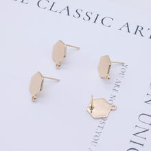 Load image into Gallery viewer, 10pcs Gold Hexagon Earring Post With Loop, S925 Silver Ear Pin Nickel Free Earrings, Ear Stud Loop, Hypoallergenic Earring Findings Z058