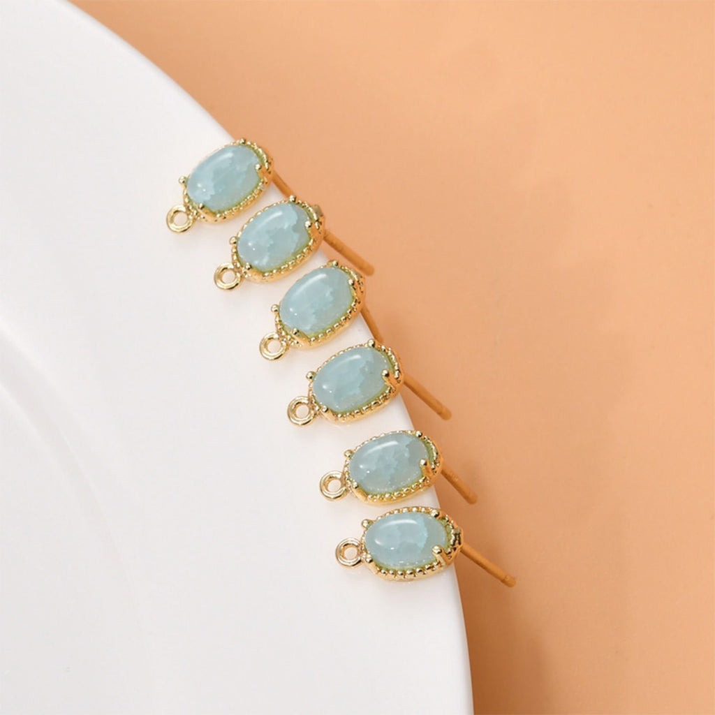 Oval Shape Earring Post With Loop, S925 Silver Pin Nickel Free Earrings, Crystal Gemstone Stud, Hypoallergenic Earring Findings LL234