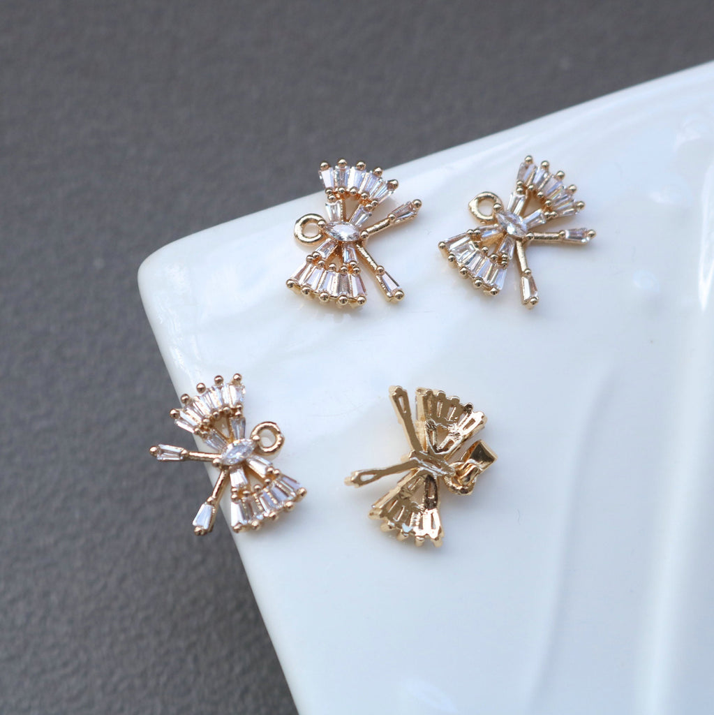 CZ Pave Butterfly Charm, Cubic Zircon Crystal Butterfly Pendant, Bracelet Necklace Pendant, 14K Gold Plated, Jewelry Findings HL005-F227