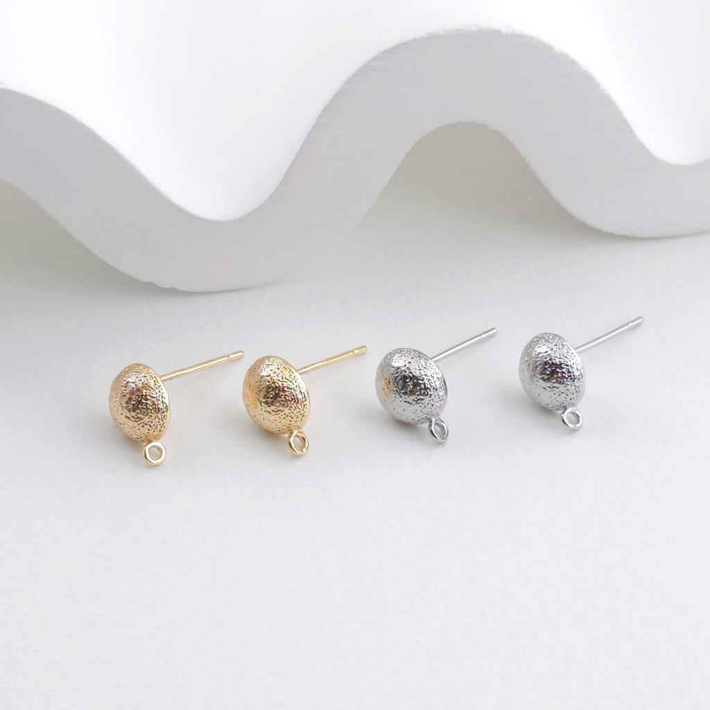 Pendientes de botón redondos con aro en oro de 14 quilates, superficie esmerilada, sin níquel, broche de plata S925, accesorios hipoalergénicos ZX317