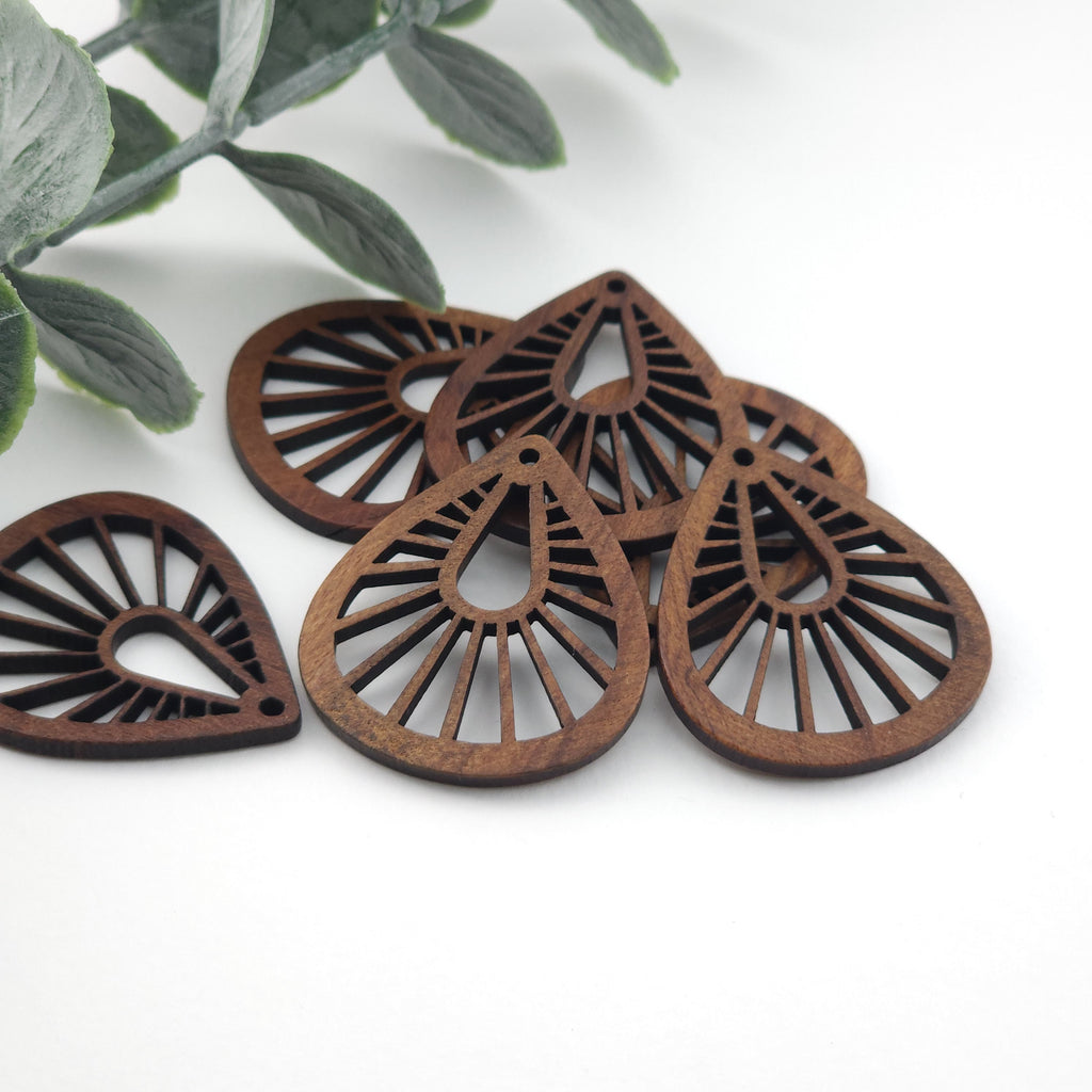 Teardrop Wood Charms, Drop Wooden Pendant, Reclaimed Walnut Wood, Geometric Statement Wood Earrings Diy Ideas JT976
