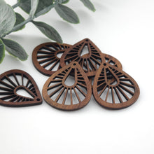Load image into Gallery viewer, Teardrop Wood Charms, Drop Wooden Pendant, Reclaimed Walnut Wood, Geometric Statement Wood Earrings Diy Ideas JT976