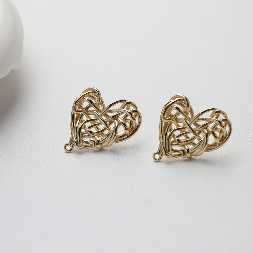 قرط على شكل قلب غير منتظم، ذهب/فضة عيار 14 قيراط، أقراط فضة S925 خالية من النيكل، قرط على شكل قلب مع حلقة GE112