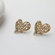 تحميل الصورة إلى عارض المعرض، قرط على شكل قلب غير منتظم، ذهب/فضة عيار 14 قيراط، أقراط فضة S925 خالية من النيكل، قرط على شكل قلب مع حلقة GE112