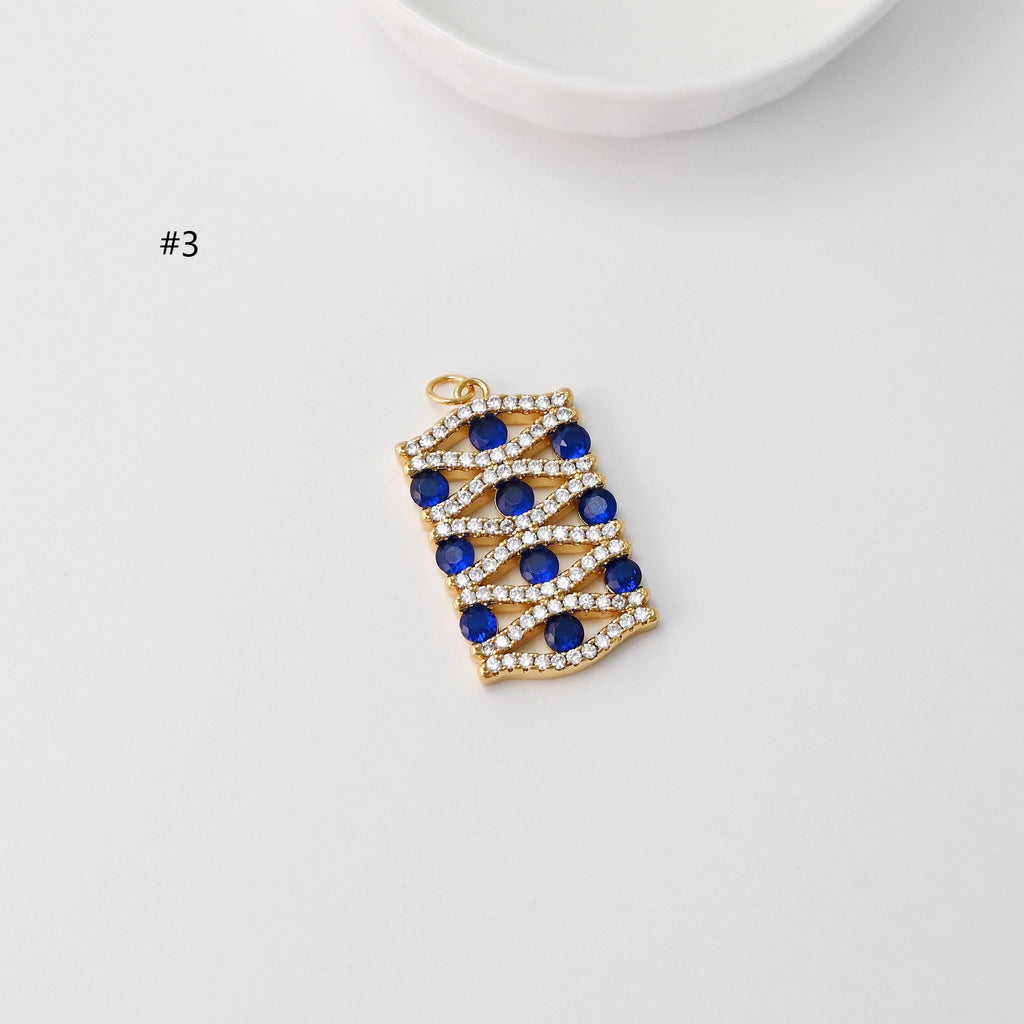 قلادة عين، قلادة مستطيلة الشكل، قلادة عين، مطلية بالذهب عيار 18 قيراطًا، قلادة لصنع القلائد، قطع مجوهرات