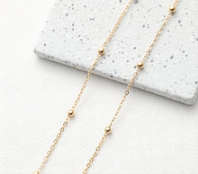 Load image into Gallery viewer, 14K Gold Beads Oval Chain, 1mm, 1.5mm, 2mm in Flat, Necklace Link Chain, Unfinished Chain, Hypoallergenic, Necklace Making Findings GT008