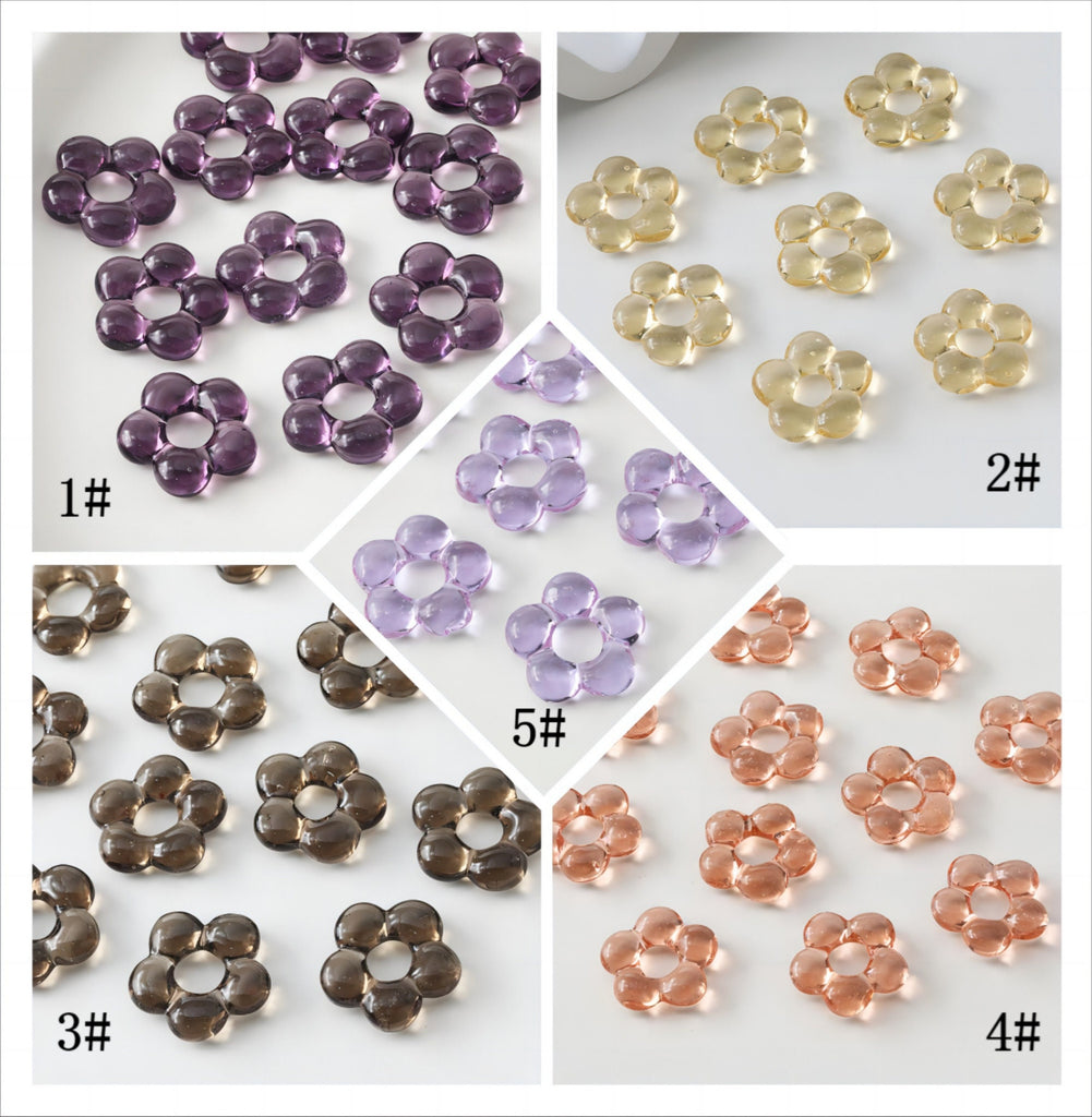 4pcs Flowers Glaze Beads, 24.7mm, Glaze Loose Beads for Jewelry Making, Bracelet DIY Beads Finding GZ280