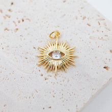 Load image into Gallery viewer, Cubic Evil Eye Charm, 18K Gold Plated Micro CZ Pave Eye Pendant, 20x18mm, Necklace Making Charm, Jewelry Findings S912