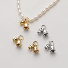 Load image into Gallery viewer, Gold Bell Pendant, 14K Gold/Silver Plated, Double Bell Pendant, Necklace Earring Making Charms, 13.5mm, Jewelry Findings GZ639
