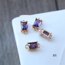 Load image into Gallery viewer, 10pcs Rectangular Connector, Cubic Zircon Crystal Pendant, Bracelet Necklace Pendant, 14K Real Gold Plated, Jewelry Findings HL101-F047
