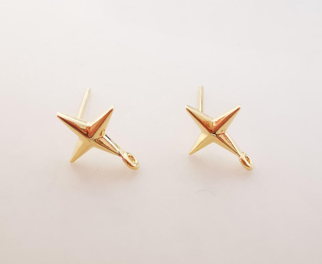 10pcs Gold Star Earring Post With Loop, Nickel Free Earrings, Ear Stud with Loop, Hypoallergenic Earring Findings Z092
