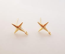 Load image into Gallery viewer, 10pcs Gold Star Earring Post With Loop, Nickel Free Earrings, Ear Stud with Loop, Hypoallergenic Earring Findings Z092
