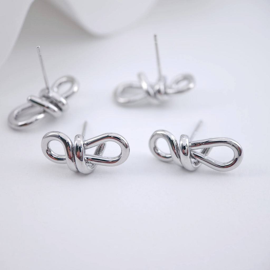 أقراط بعمود حلق معقود، عمود حلق فضي، مضاد للحساسية، نتائج الأقراط، لوازم صنع الأقراط يدويًا ZX239