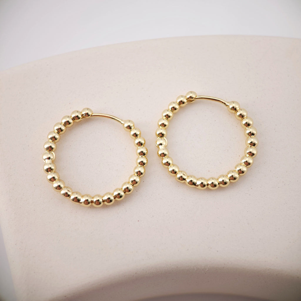 قرط حلقي من خرز دائري مطلي بالذهب عيار 18 قيراطًا، أجزاء قرط حلقي هاجي، حلقات أذن زنبركية، 22.3*23.3 مم، أقراط حلقية D0124