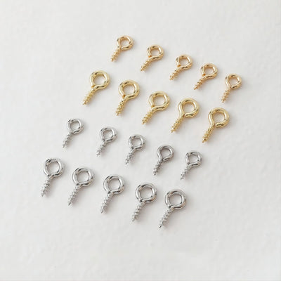 100pcs Eye Screw Pins, Screw Hook Eye Pin, 14K Gold Plated, Screw Eye Bails, 8mm/9.5mm Peg Wire for Jewelry Making Findings ZZ009-ZX7022