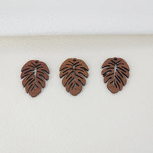 Load image into Gallery viewer, 2PCS Monstera Leaf Shape Wood Charms, Wooden Pendant, Reclaimed Walnut Wood, Geometric Statement Wood Earrings Diy Ideas JT947