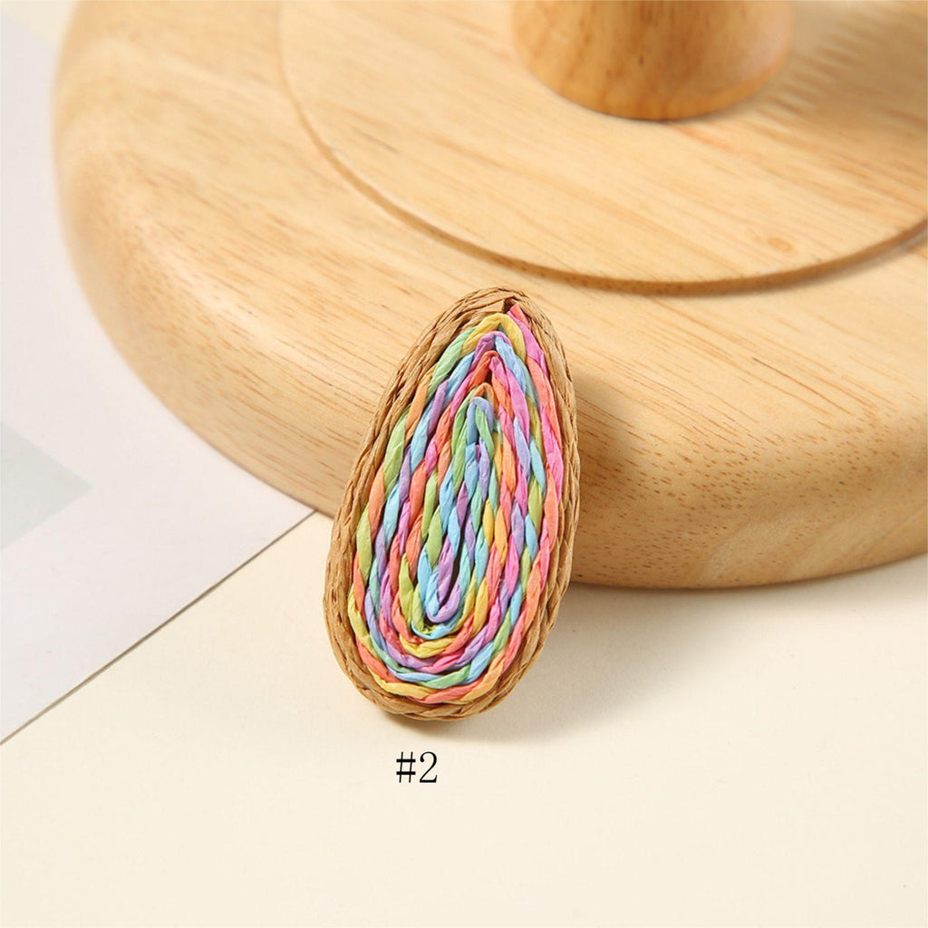 4 piezas de accesorios para pendientes de tejido de paja, fabricación de pendientes bohemios, bonitos pendientes de estilo vacacional para niñas, accesorio para pendientes hecho a mano BS001