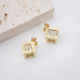 10pcs- 7x7mm Cube Charm, 18K Gold Plated Micro CZ Pave Pendant, Necklace Bracelet Earring Making Charm, Jewelry Making Supply S837