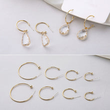 Load image into Gallery viewer, 10pcs 14K Gold Plated C Shape Hoop Earring, 15mm, 20mm, 25mm, 35mm, S925 Silver Ear Pin, Huggie Hoops Earring BY003-ZX7004