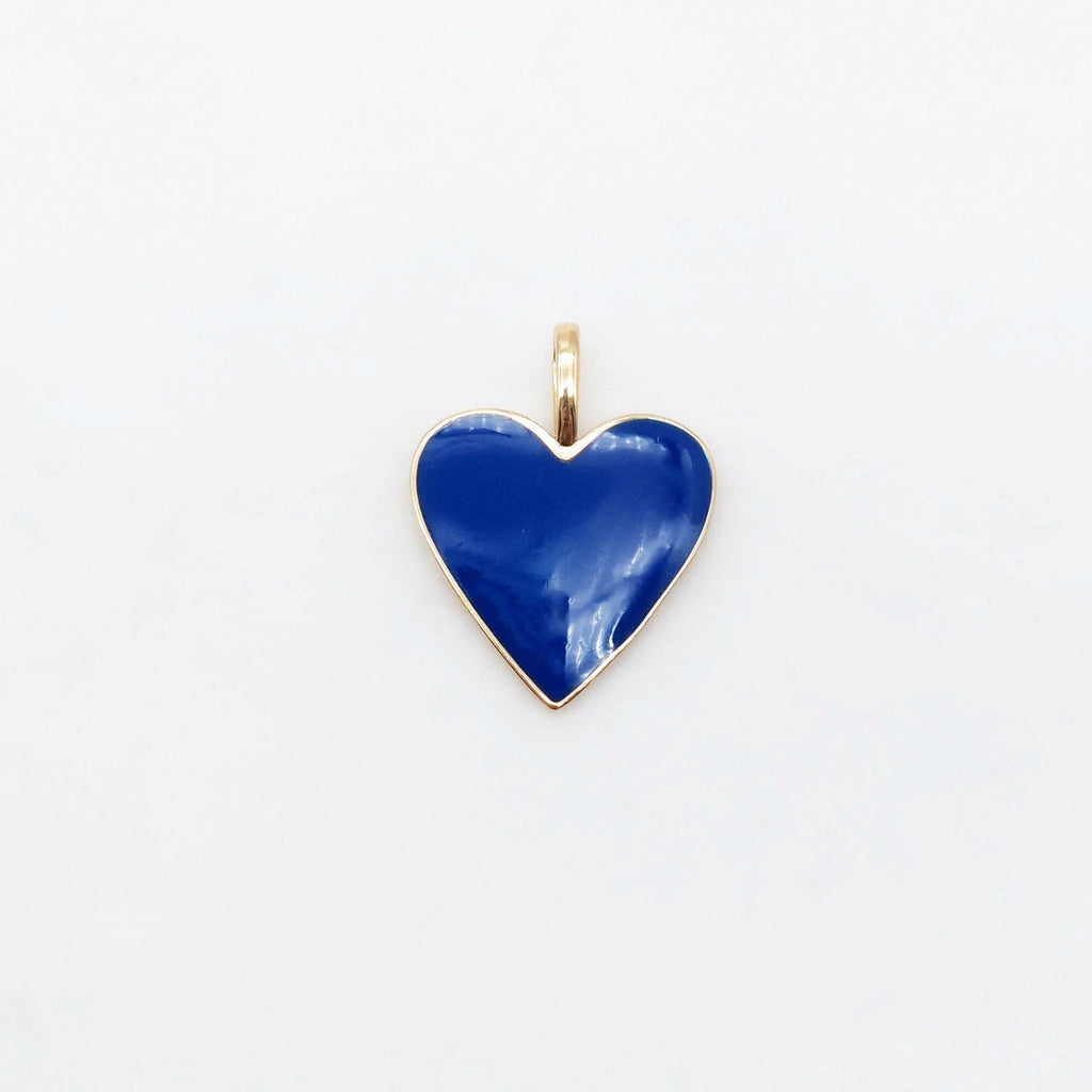 Enamel Heart Charm, 18K Gold Plated Heart Pendant, 24mm, Necklace Bracelet Making Pendant S20466