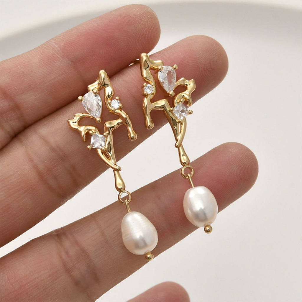 قرط فراشة غير منتظم مع حلقة، ذهب/فضة عيار 14 قيراط، دبوس فضة S925 خالٍ من النيكل، قرط مضاد للحساسية LL208