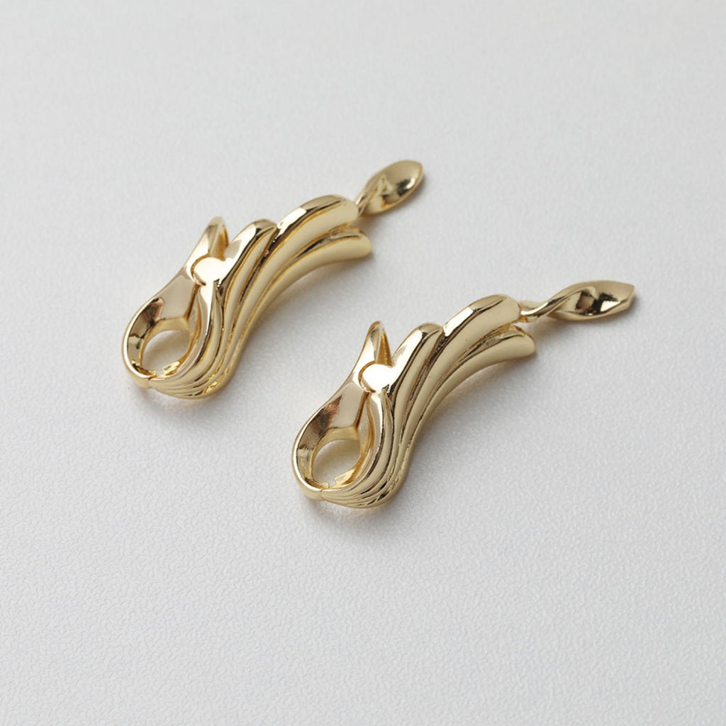 مشبك سوار ذهبي على شكل ريشة، موصل سلسلة وصلات، مطلي بالذهب/الفضة عيار 14 قيراطًا، صنع قلادة، العثور على الموصل GT028