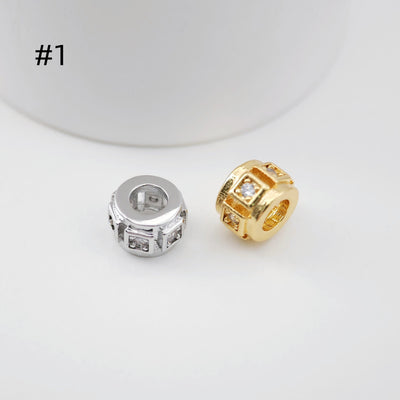 Spacer Beads Collection, 18K Gold/Silver Plated, Round Beads, CZ Pave Beads, Dainty Jewelry Making Beads, Jewelry Finding S1161