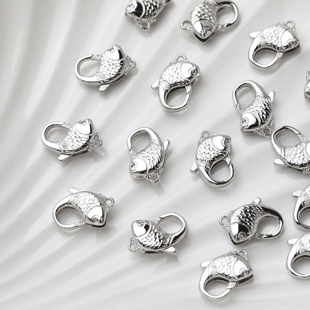 18K Shiny Gold Plated Lobster Clasp Claw, Fish Clasp, Necklace Bracelet Making Clasp with Closed Loop, Jewelry Findings GT038