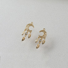Cargar imagen en el visor de la galería, Pendientes de atrapasueños, chapados en oro y plata de 14 quilates, estilo bohemio, regalo para damas de honor, pendientes de atrapasueños con dijes colgantes GZ398