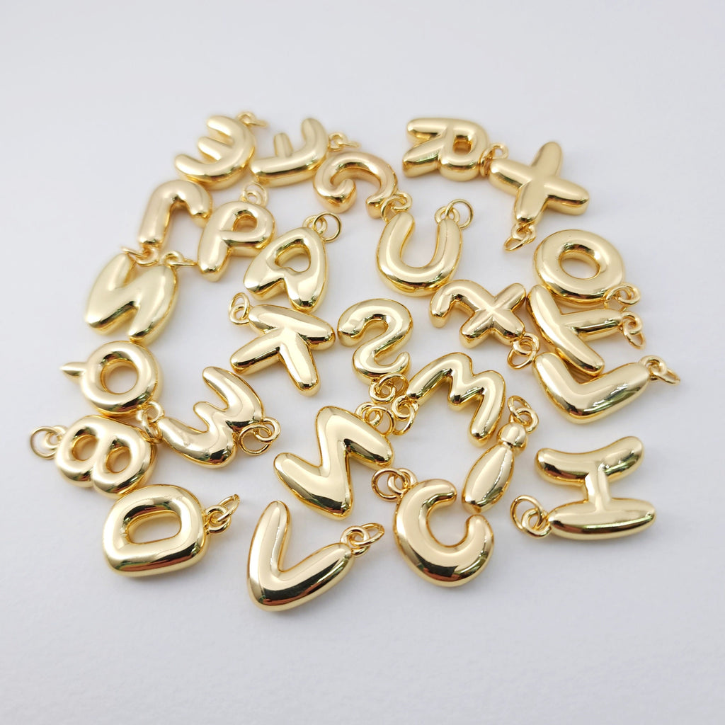 Alphabet Letter Charm, 18K Shiny Gold Plated Initial Charm, Personalized Minimalist Letter Charm for Necklace Bracelet Making S1235