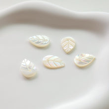 Load image into Gallery viewer, Leaf Shape White Mother-of-Pearl, MOP Shell Pendant, White Nacre, Shell Charm, Mother of Pearl Jewelry Making Findings RY001