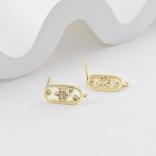 Load image into Gallery viewer, Moon and Star Ear Post, Sold as ONE Pair, S925 Silver Ear Pin, Nickel Free, 18K Gold Ear Stud, Hypoallergenic Earring Findings D0276