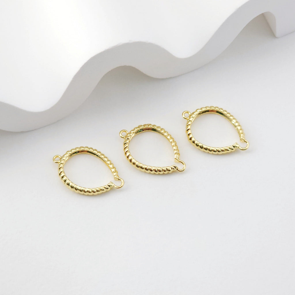 Gold Twisted Oval Connector, 18 Shiny Gold Plated Connectors 22.4*14.8mm for Jewelry Making Supply D0215