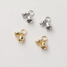 Load image into Gallery viewer, Gold Bell Pendant, 14K Gold/Silver Plated, Double Bell Pendant, Necklace Earring Making Charms, 13.5mm, Jewelry Findings GZ639