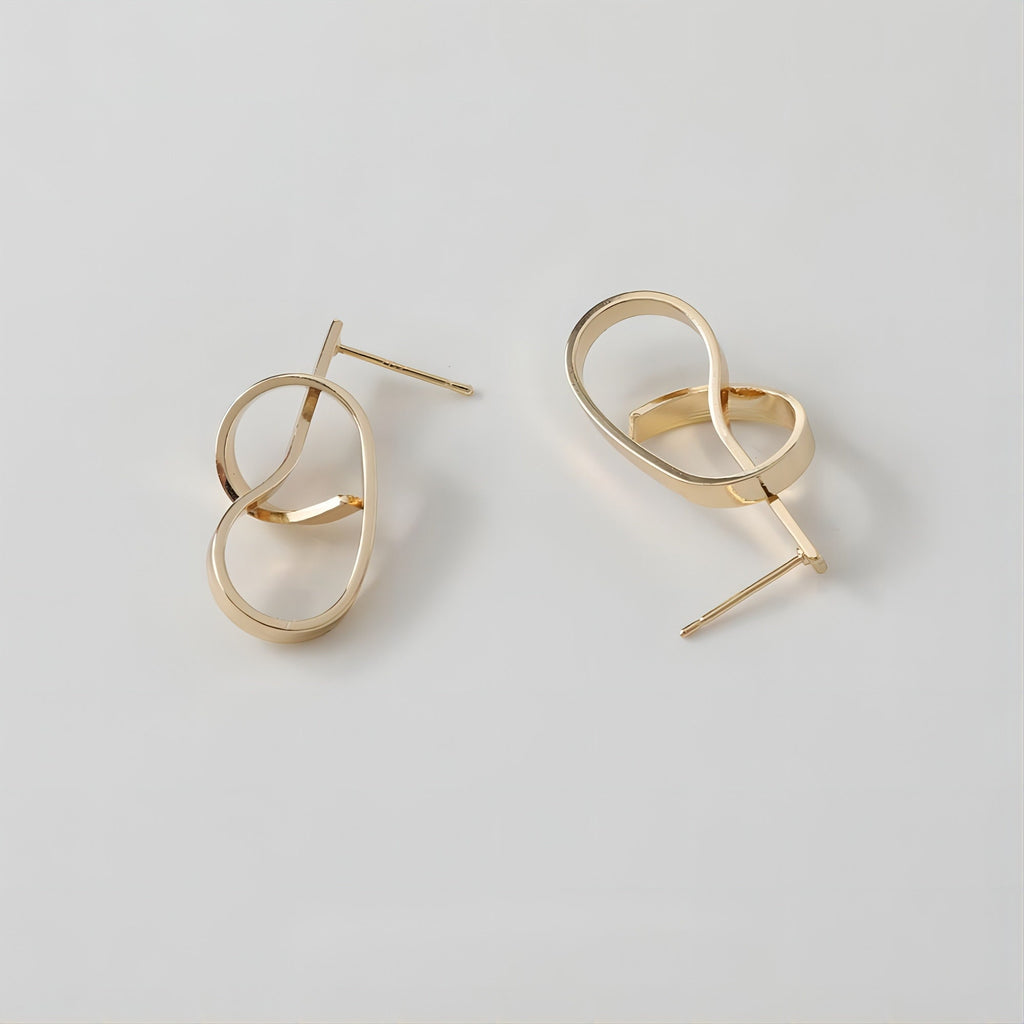 قرط ذهبي بعقدة مع حلقة، دبوس أذن من الفضة الاسترلينية 925، أقراط خالية من النيكل، حلقة أذن من الفضة الاسترلينية عيار 18 قيراطًا، نتائج قرط ربط العقدة GE002