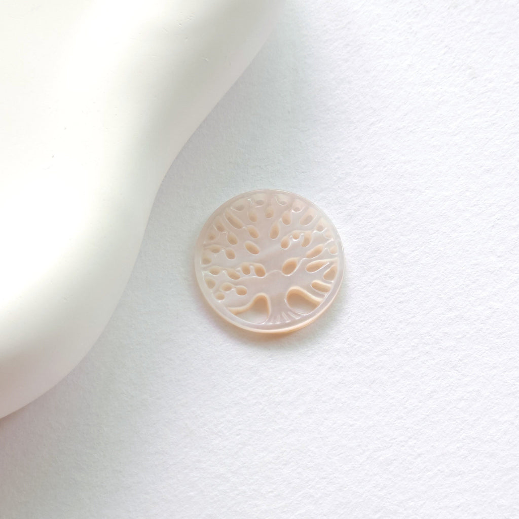 Pink Tree of Life, Mother-of-Pearl, MOP Shell Pendant, Engraved Pink Nacre, Shell Charm, Mother of Pearl Jewelry Making Findings RY017