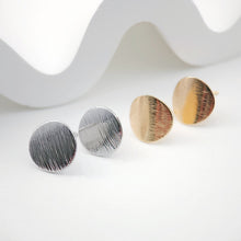 Load image into Gallery viewer, 10pcs Gold Round Earring Post With Loop, Brushed Finish, 12mm, Nickel Free Earrings, Hypoallergenic Earring Findings ZX212