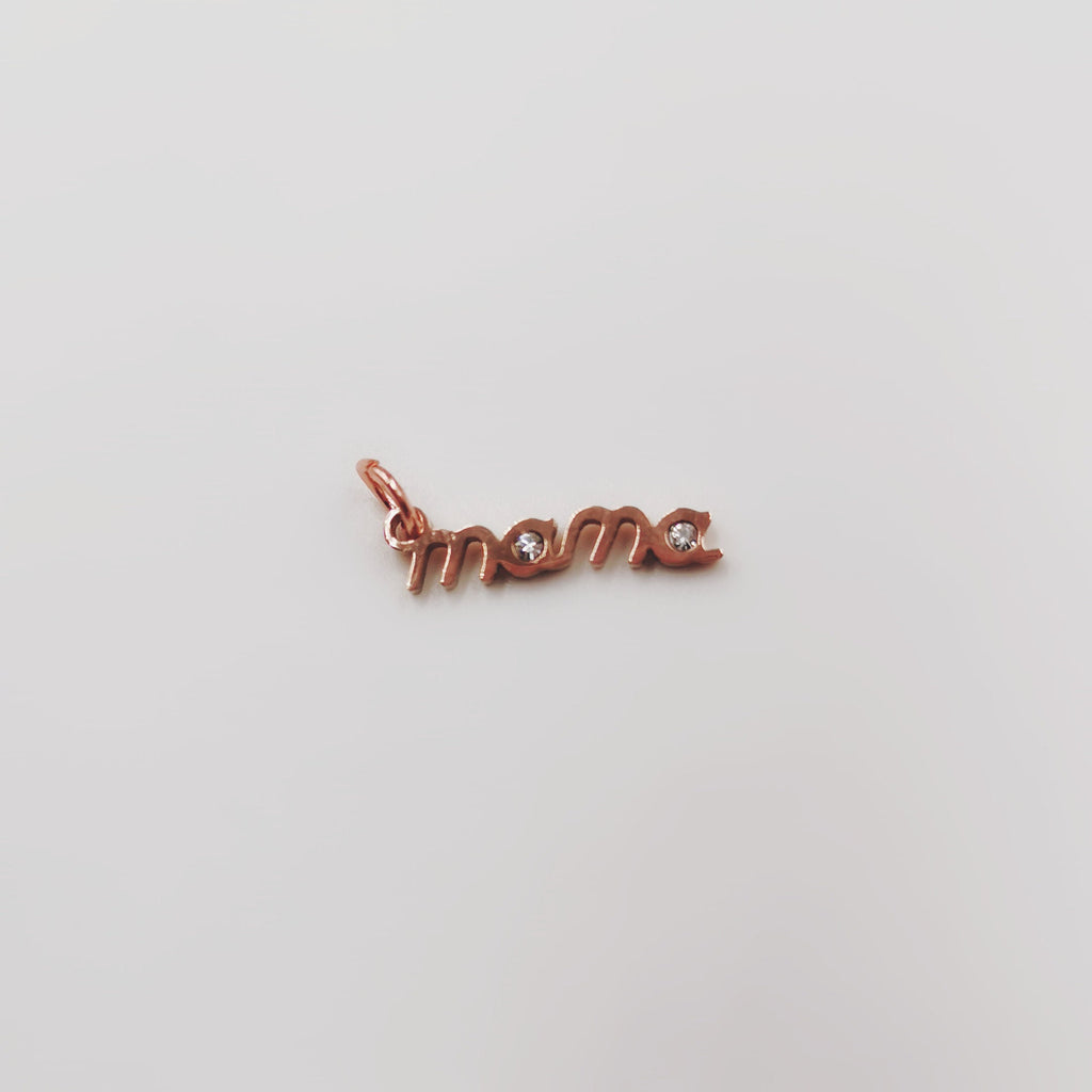 2 dijes delicados de mamá de 17 x 3 mm, dijes de oro de 18 quilates con pavé cúbico para collares, pulseras y pendientes, accesorios para hacer joyas para el Día de la Madre S019