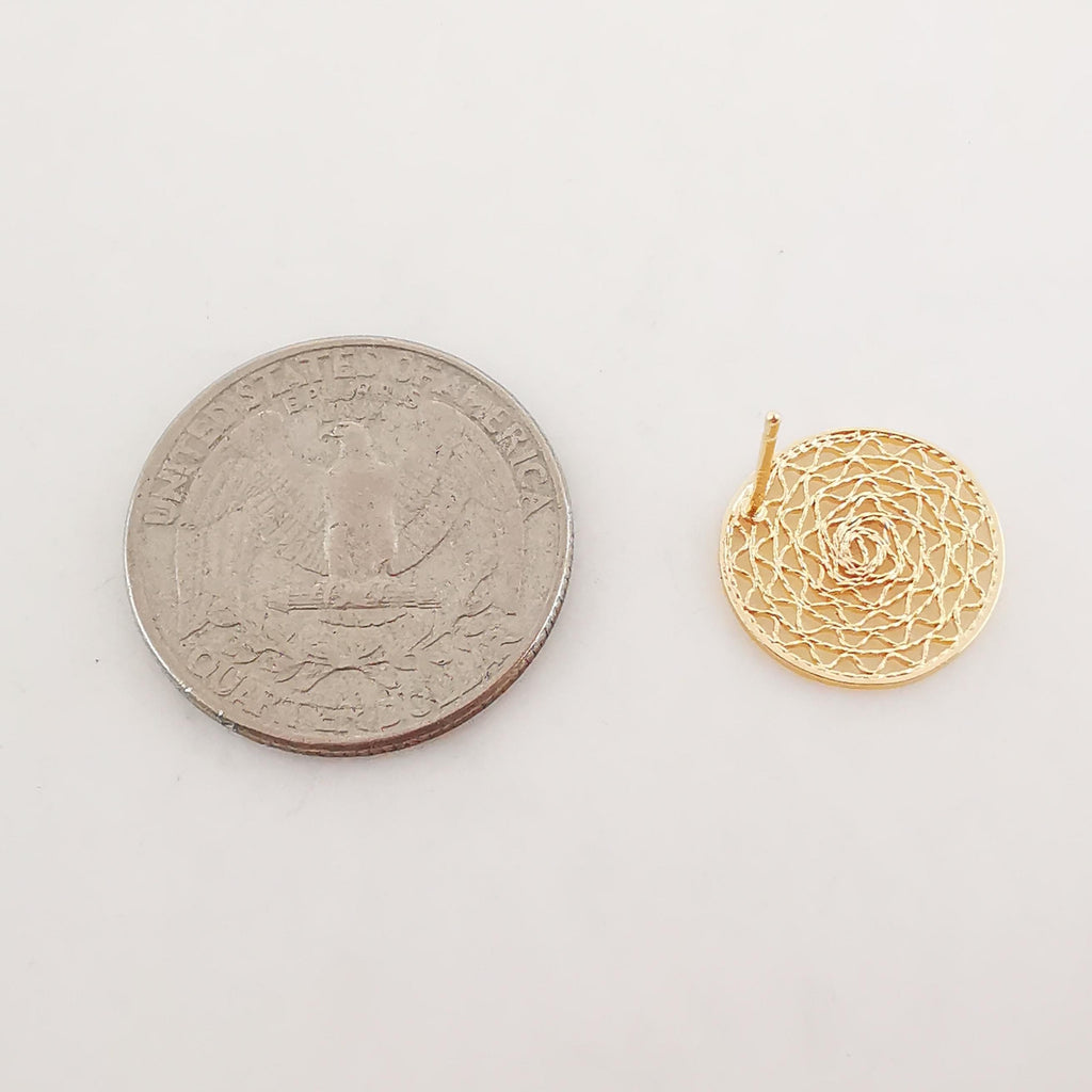 4pcs Round Mesh Earring Post , 18K Gold Circel Stud Earring, S925 Silver Ear Pin, Nickel Free, Earring Making Findings ZX014